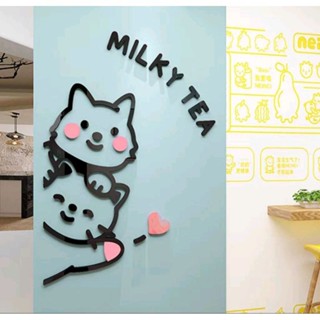 [MH] สติ๊กเกอร์อะคริลิค 3D แมวทักทาย milk tea