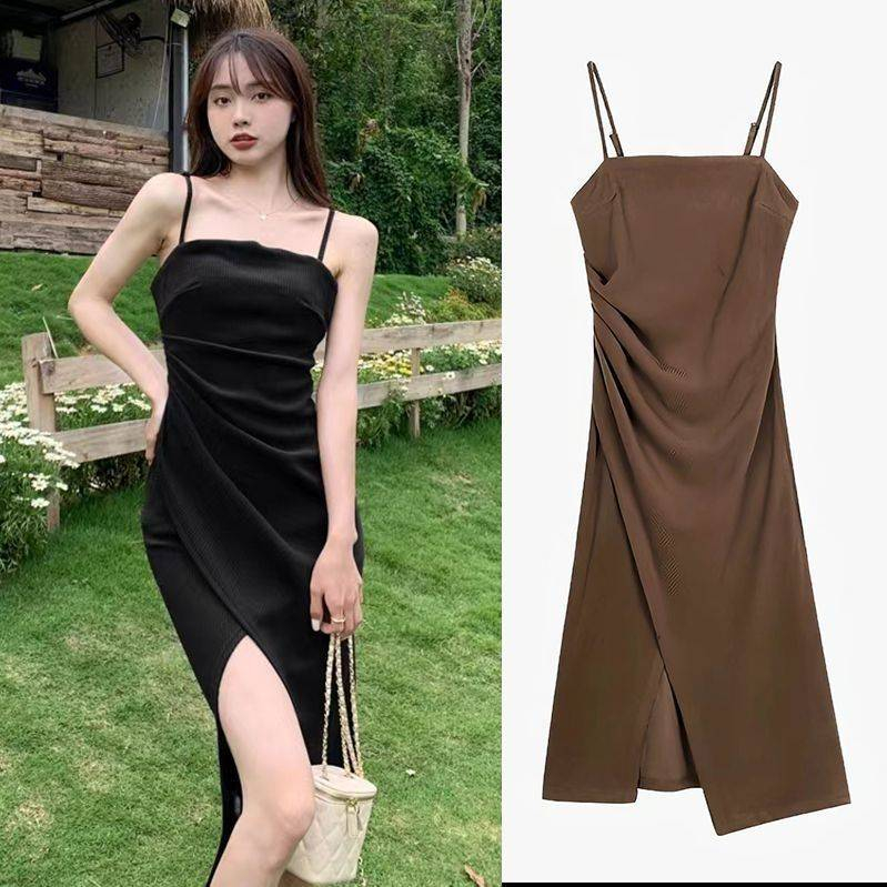 ชุดเดรสสายเดี่ยว ผ้ามอสเครปญี่ปุ่น 2 สี T OK FASHION 7810