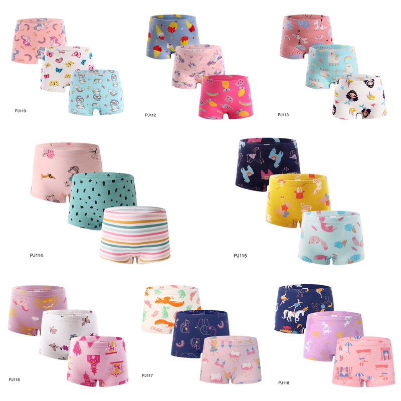 Underwear & Innerwear 134 บาท กางเกงในเด็กหญิง ทรงเต็มตัว (H370:PJ110-PJ118) set ละ3ตัว Baby & Kids Fashion