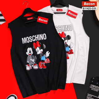 B11425 เสื้อกล้ามแขนกุด ลายMoschino 💜💙