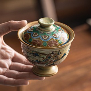 Hand-painted Antique Dunhuang Impression Flying Gaiwan Teapot Tea Set High Foot Tea Bowl Gift Tea Set