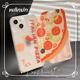 เคสไอโฟน iphone 11 14 Pro Max ins ความคิดสร้างสรรค์  พิซซ่า พลิกปก เคส iphone 12 13 Pro Case for iPhone