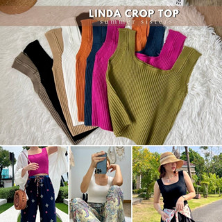 Linda crop top - เสื้อครอปไหมพรม ผ้าทอยกร่อง เนื้อนุ่มเนิ่ม ยืดได้เยอะ