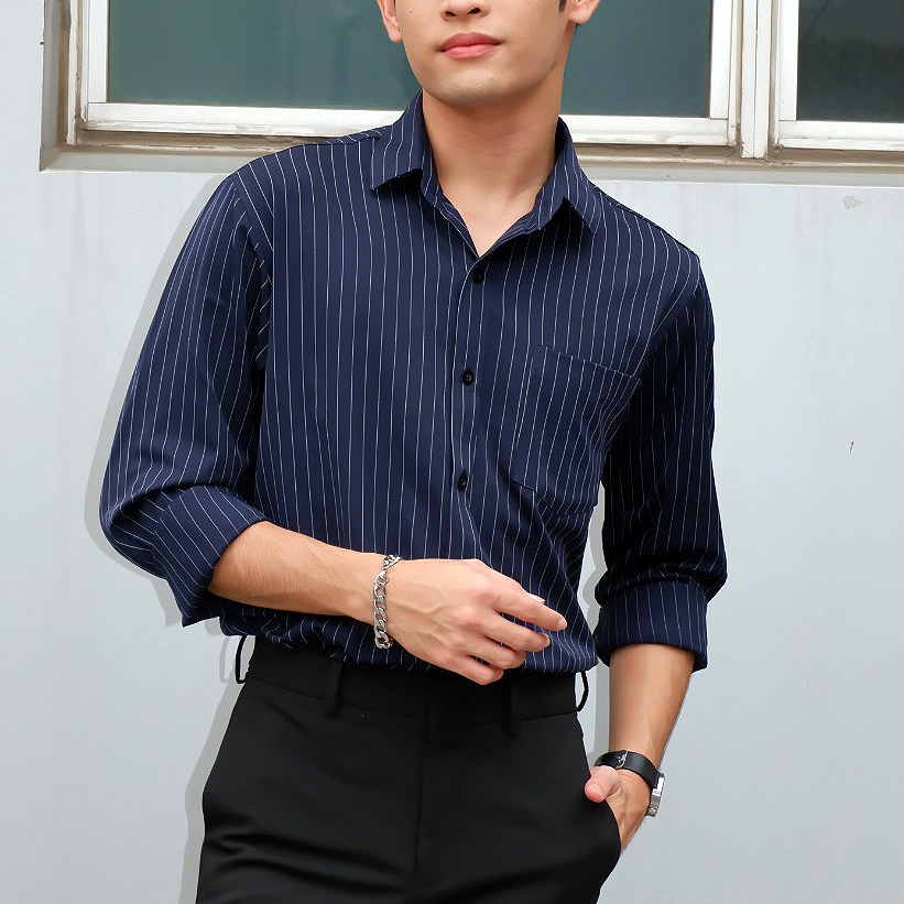 เสื้อเชิ้ตผู้ชาย คอปก แฟชั่น ใส่เที่ยว ใส่ทำงาน เสื้อเชิ้ตแขนยาว เสื้อเชิ้ตสีขาว WEES THAILAND - รูปที่ 5