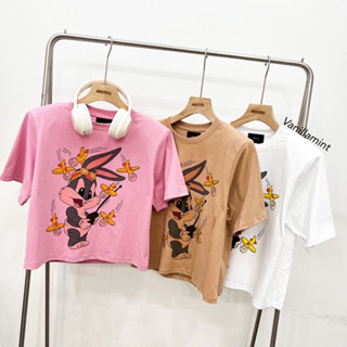 Rabbit t shirt เสื้อยืดเสริมฟองน้ำ สกีนลายสกีนลายกระต่าย ผ้าคัตตอล 100% สวย ปิ๊งๆๆ