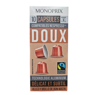 Monoprix Doux Espresso Caps 10 Capsules - กาแฟแคปซูล Monoprix กาแฟ กาแฟสำเร็จรูป นำเข้าจากประเทศฝรั่งเศส