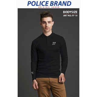 Police Bodysize  เสื้อโปโลแขนยาว ทรง Slim fit พอดีตัว สีขาว,ดำ,เทา,กรม ใส่ได้ทั้งผุ้ชาย/ผู้หญิง (FP19,BP20,XP17)