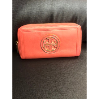 กระเป๋าตังค์Tory burch(ทอรี่เบิช)หนังแท้สีส้มแดง