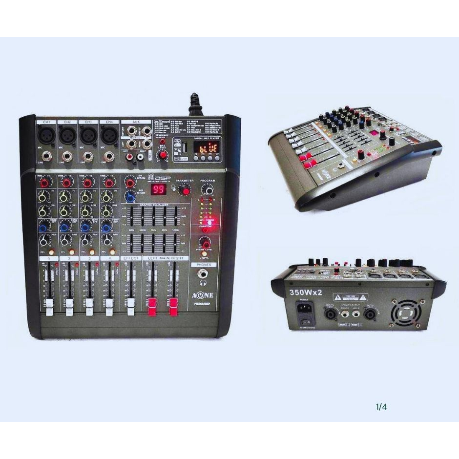 พาวเวอร์ MIXER เอวัน PMX402DSP USB บูธูท 350Wx2 aone เครื่องเสียง mixer 4 ช่อง Power Mix Bluetooth 99 dspปรับเสียง