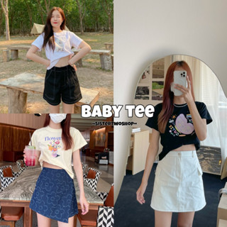 Sistertwo |  “Baby Tee“ (D)🌷รวมลายเสื้อครอปทรงพอดีตัวเนื้อผ้า cotton 100%