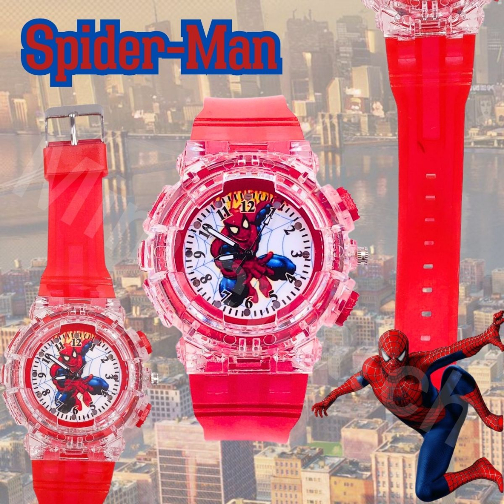 นาฬิกาข้อมือ เด็กผู้ชาย สไปเดอร์แมน(Spiderman)🕸️ มีไฟ+มีเสียง สายยางไส่ง่าย ทนทาน พร้อมส่งจากไทย🕸️🔥
