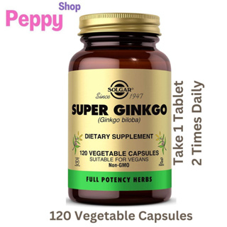 Solgar Super Ginkgo 120 Vegetable Capsules สารสกัดใบแปะก๊วย 120 เวจจี้แคปซูล