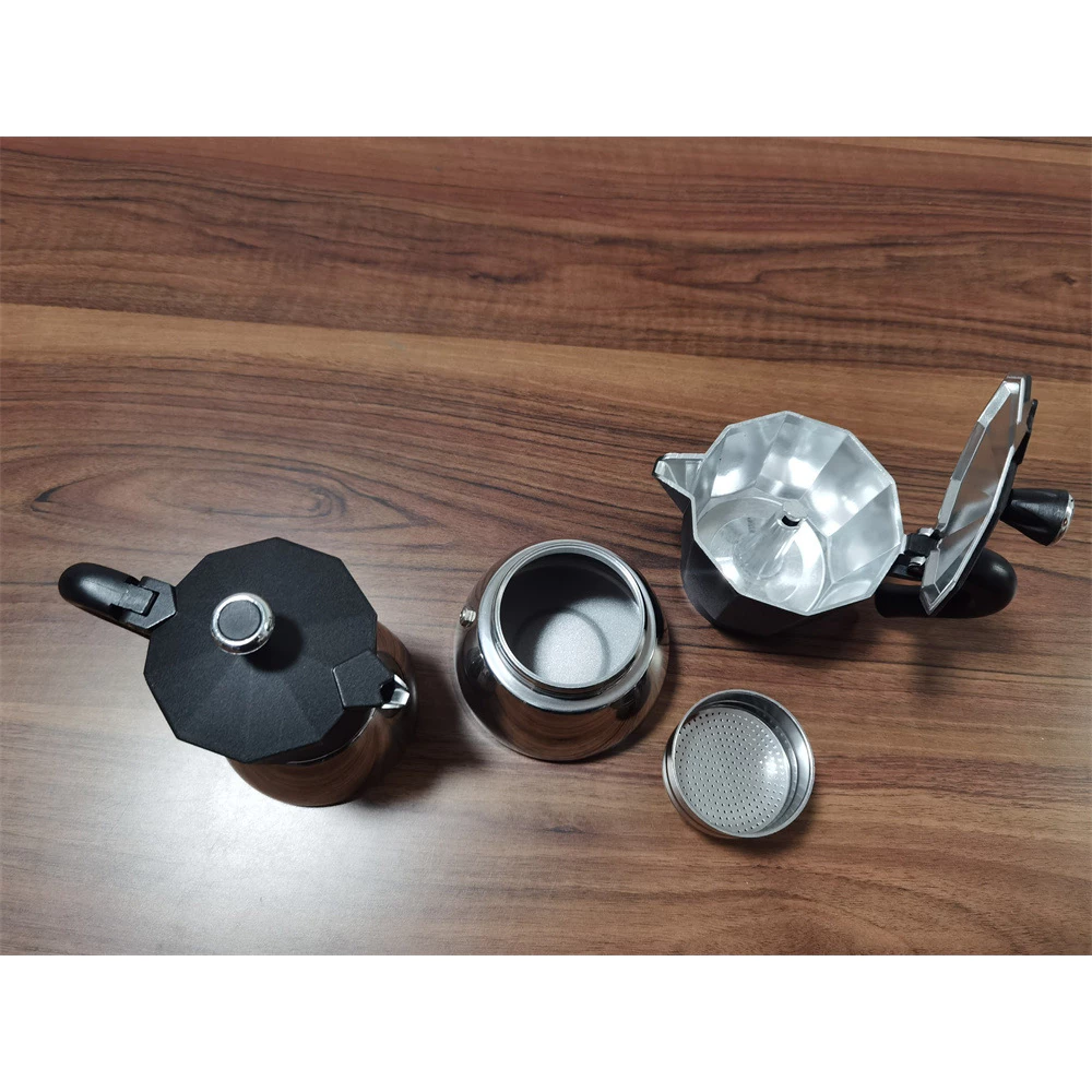 Moka Pot หม้อต้มกาแฟสด รุ่นไฮบริด หม้อ+ใส่กาแฟสแตนเลส xลอดภัย ทน ใช้กับเตาแม่เหล็กไฟฟ้า(Mag. Stove)ได้ thumbnail 6