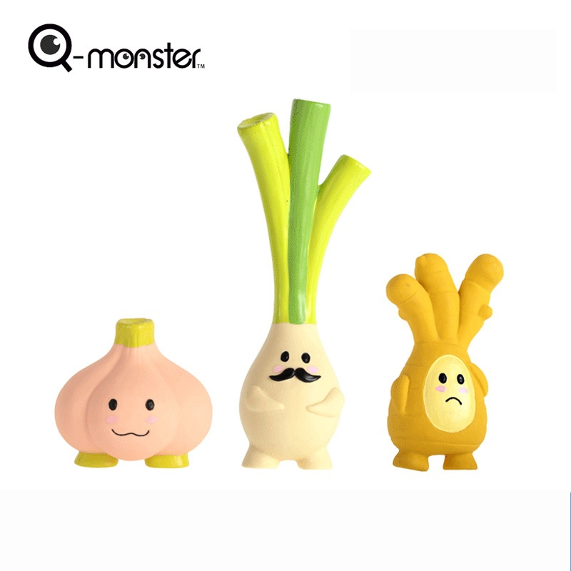 Q-monster ชุดผัก ตุ๊กตายาง บีบ/กัด มีเสียง ทำจากยางพารา ของเล่นสุนัข ของเล่นแมว