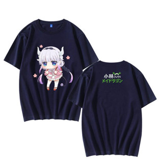 เสื้อยืดแขนสั้น Anime Dragon Maid ของโคบายาชิ KannaKamui พิมพ์คอกลม เสื้อยืดผ้าฝ้ายลำลองอะนิเมะสุดน่ารัก Unisex