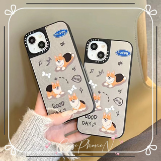 สไตล์ใหม่  เคสไอโฟน iphone 11 14 Pro Max น่ารัก สุนัข แบบกระจก ขอบเต็ม เคส iphone 12 13 Pro Case for iPhone