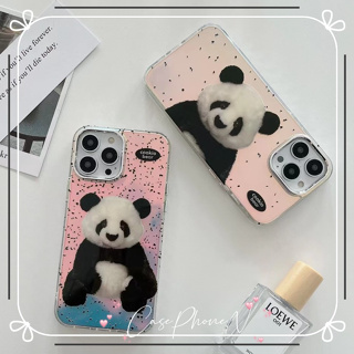 เคสไอโฟน iphone 11 14 Pro Max น่ารัก หมีแพนด้า เลเซอร์ ป้องกันการตก ขอบเต็ม เคส iphone 12 13 Pro Case for iPhone