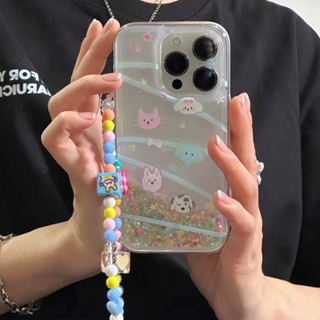 ✨สไตล์ใหม่✨เคสไอโฟน 14 Pro Max  เคส for 11 12 13 Pro Max เคสพกพาสะดวก iPhone 13 ทรายดูด สร้อยข้อมือ Case เคสกันกระแทก