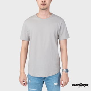 GALLOP : Mens Wear เสื้อยืดคอกลม (Round-necked) รุ่น ชายโค้ง GBT9002 สี Dull Aluminum-เทา