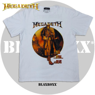 Blaxroxx เสื้อวง สีขาว ลิขสิทธิ์แท้ MEGADETH® (MGD016W) เสื้อยืดคอกลมแขนสั้น เสื้อยืด เสื้อสกรีนลาย เสื้อวินเทจ