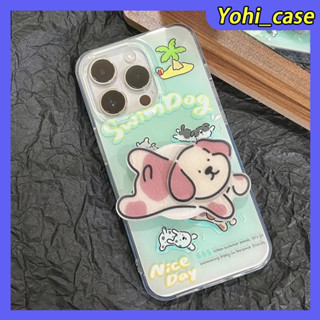 💕พร้อมส่ง💕iPhone 14 13 12 11 Pro Max เคส for เคสไอโฟน11 น่ารัก บางเบาพกพาง่าย แฟชั่น เรียบง่าย ลูกสุนัข พร้อมขาตั้ง Case