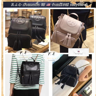 U.S OUTLET กระเป๋าเป้สะพายหลัง Tory Burch  แท้  Fleming backpack กระเป๋าเป้หนังแกะใหม่สำหรับผู้หญิง  กระเป๋านักเรียน 703