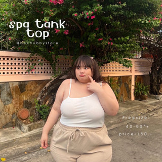 "Spa tank top” (150.-) กล้ามครอปฟรีไซต์ สไตล์ใหม่สายสปาเกทตี้1ข้าง เสื้อกล้ามสาวอวบ