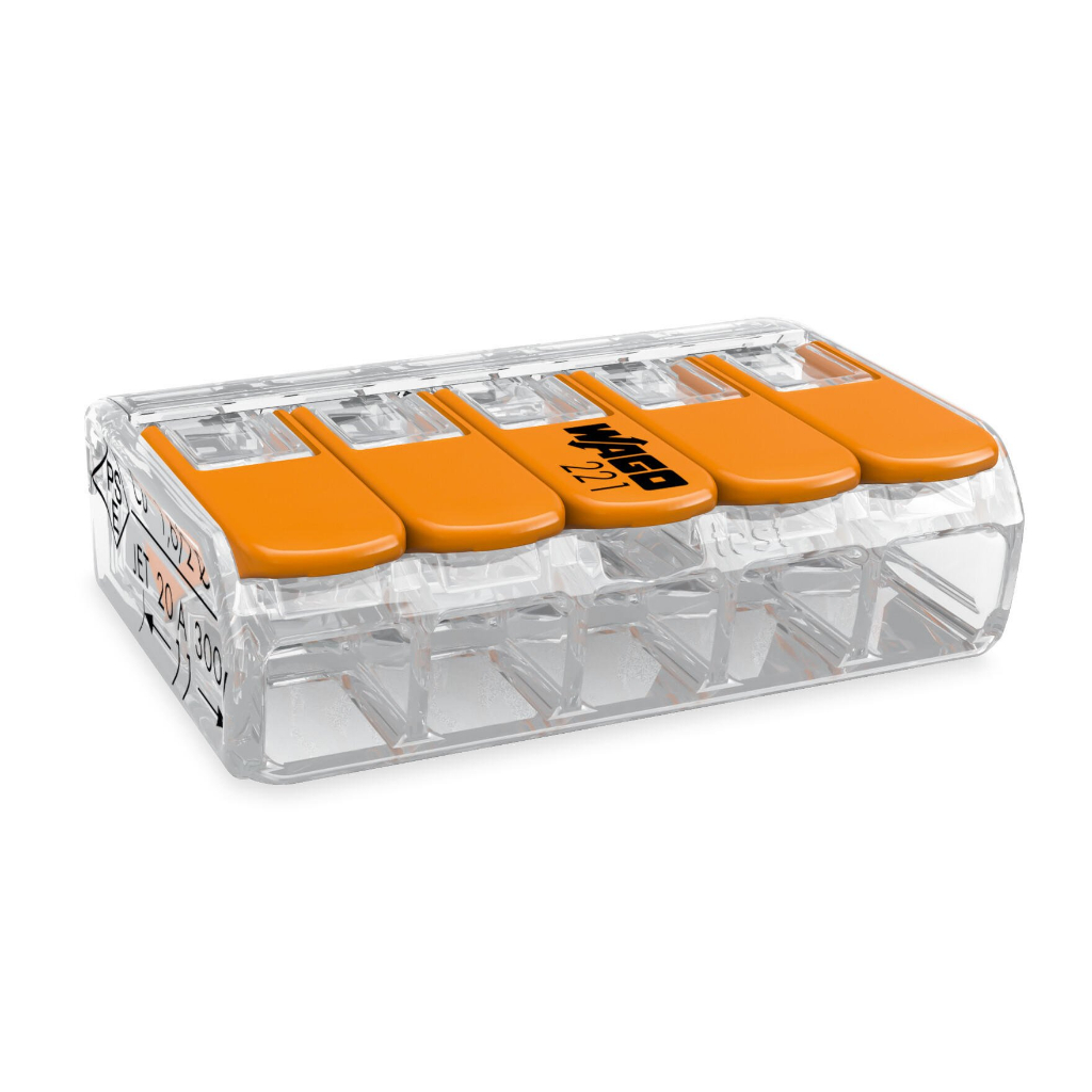 Wago อุปกรณ์เชื่อมสายไฟ Terminal Connecter 5ช่อง 4มม. [221-415 / แพค 50ชิ้น] ของแท้ 100%