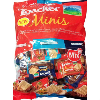 Loacker  Minis mix 800g ล็อคเกอร์มินิส์ มิกซ์  เวเฟอร์ loacker เวเฟอร์สอดไส้ครีมรสเฮเซลนัต เวเฟอร์ล็อคเกอร์ 80ชิ้น จัมโบ