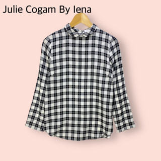 เสื้อ Julie cogam By Iena ผ้าเรย่อนผสมโพลี ไซด์ -  F   อก 36 ยาว 23 นิ้ว  เสื้อทรงสวยน่ารักมาก ลายตารางสวย กระดุมหลัง