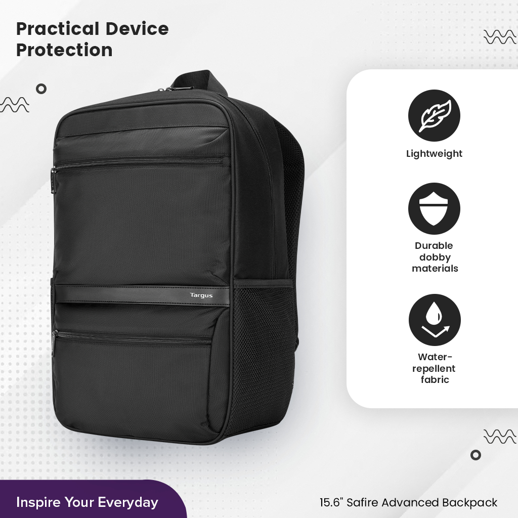 กระเป๋าเป้ใส่โน๊ตบุ๊คสำหรับขนาด 15.6 นิ้ว Targus  Safire Advanced Backpack (Black) [TBB591GL]