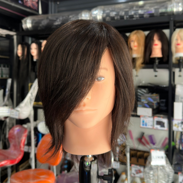 หัวหุ่นผู้ชาย ผมแท้ สีดำ สำหรับฝึก ตัด ซอย ทำสี ทำเคมี ใช้ความร้อนได้