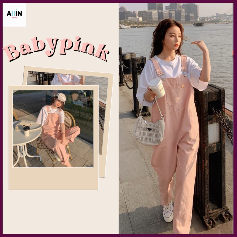 Overalls 350 บาท พร้อมส่ง Baby pink เอี๊ยมกางเกง เอี๊ยมยาว เอี๊ยมกางเกงขายาว เอี๊ยมสีชมพู เสื้อผ้าสไตล์เกาหลี Women Clothes