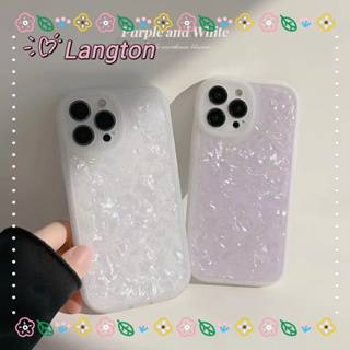 🌈Langton🌸ป้องกันการหล่น ขอบเต็ม iphone 11 14 pro max รุ่นคู่ ระลอก สีม่วง สีขาว เรียบง่าย case for iPhone 12 13