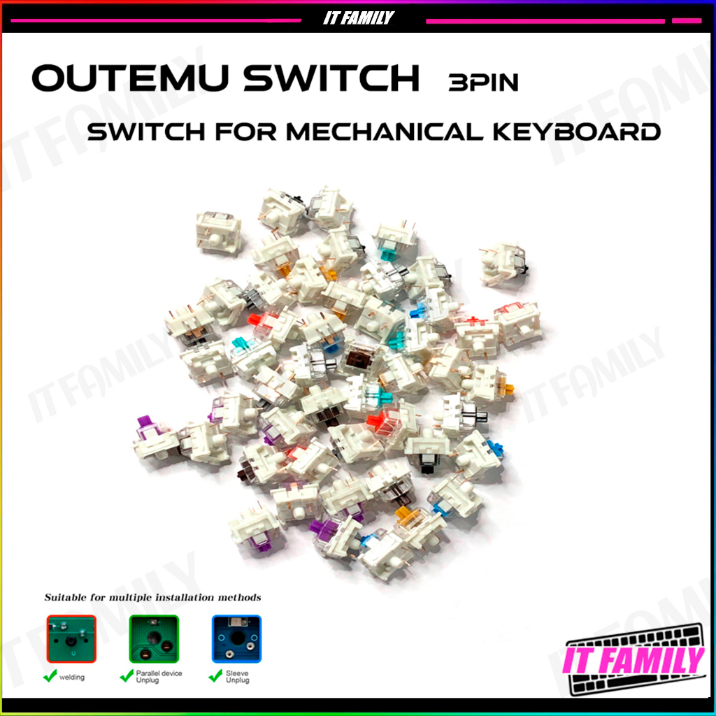 สวิตช์คีย์บอร์ด (Keyboard Switch) Outemu Switch 3Pin SMD LED (แพ็ค 1/10ตัว)>>ส่งไว