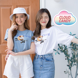 Cloudcandy เสื้อครอป เอวลอย CROP Oversize แขนสั้น คอกลม ผ้าคอตตอน สกรีนลาย HAMSTER 🐭