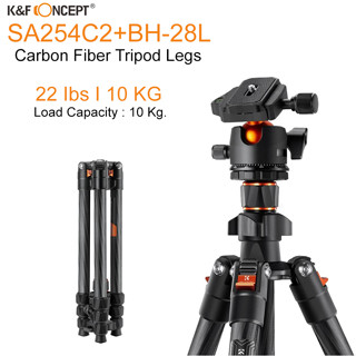 K&amp;F Concept SA254C2+BH-28L Professional Carbon Fiber Tripod Monopod Kit ขาตั้งคาบอนไฟเบอร์ น้ำหนักเบา