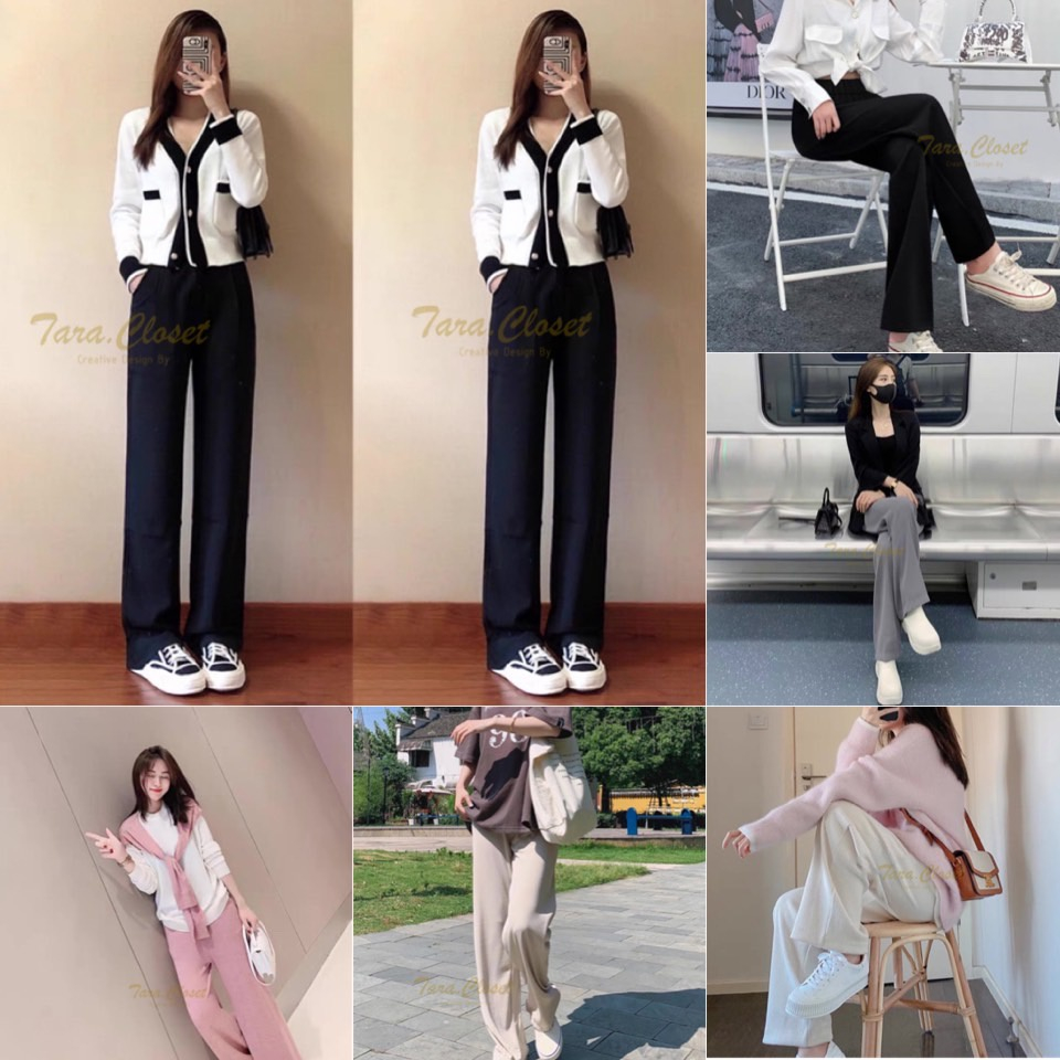 PW503 TARA Long pants กางเกงขายาว เอวสูง มีกระเป๋า 2 ข้าง ตีเกร็ดหน้า ทรงขากระบอกกลาง เนื้อผ้าวูลเวฟ ผ้ายืด ใส่สบาย