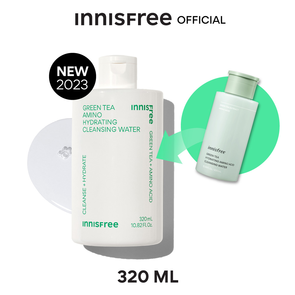 [ไมเซลล่าคลีนซิ่ง] innisfree green tea amino hydrating cleansing water 320ml ทำความสะอาด เติมความชุ่มชื้น สูตรอ่อนโยน