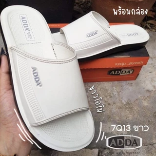 NFshoes ADDA รุ่น7Q13 รองเท้าแตะผู้ชาย แตะแบบลำลองแบบสวม หนังสีขาว สวมใส่สบาย น้ำหนักเบา ไซส์38-45