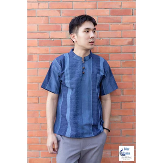 เสื้อคอจีนผู้ชายผ้าฝ้ายสไตล์ล้านนา BlueLanna