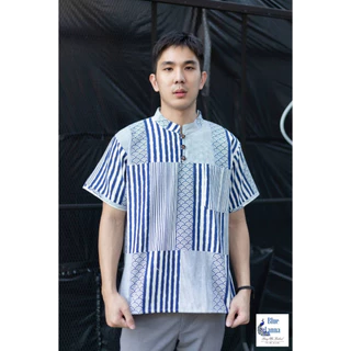 เสื้อคอจีนผู้ชายผ้าฝ้ายสไตล์ล้านนา BlueLanna