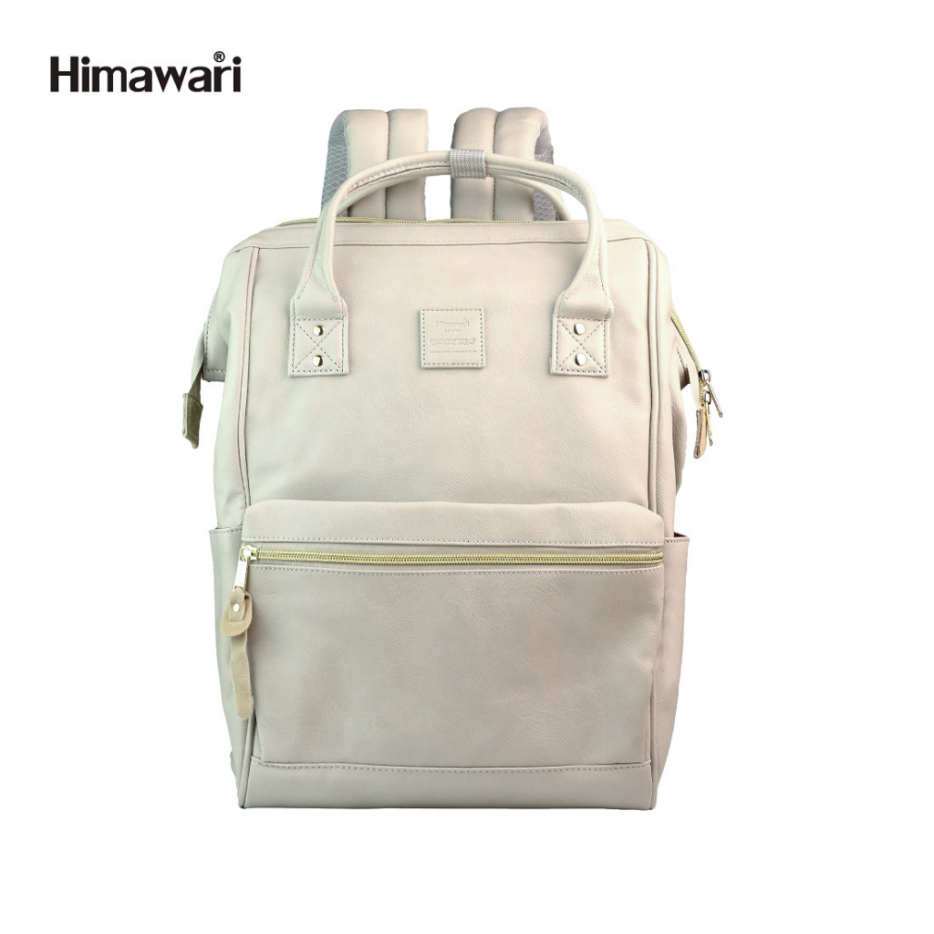 กระเป๋าเป้สะพายหลัง ฮิมาวาริ Himawari Backpack with USB Charging 14" Laptop Compartment PU 9001 Light Gray #49