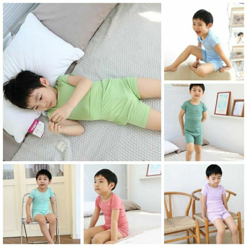 ชุดเสื้อผ้ากางเกงขาสั้น ชุดเด็กพุงป่อง ชุดเด็กผ้าเด้ง ชุดเด็กMinky Mom พร้อมส่ง