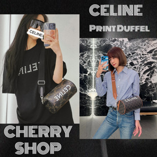 🍒ซีลีน Celine  Logo Print Duffel Bag กระเป๋าสะพายข้างผู้หญิง/กระเป๋าร่อซู้ล