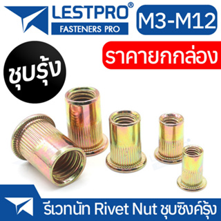 ยกกล่อง รีเวทนัท ชุบซิงค์รุ้ง หัวน็อตรีเวท M3 M4 M5 M6 M8 M10 M12 Rivet Nut Yellow Zinc