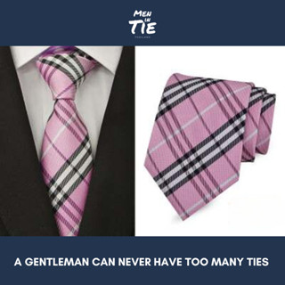 MEN IN TIE เนคไทแบบผูกเอง หน้ากว้าง 8cm รุ่น Pinky Check