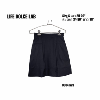 LIFE DOLCE LAB Skirts กระโปรงสั้นสีดำ S เอว 25-26 ซิปข้าง D304.b23