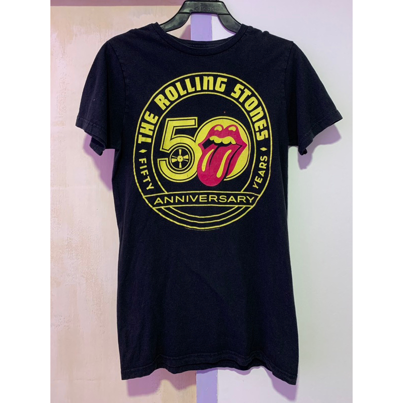เสื้อแขนสั้นดำวง The Rolling Stones ครบรอบ50ปี ตอกปี2012 อก36/70cm.