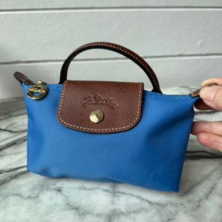 💚แท้💯 พร้อมส่ง💚LC Longchamp Le Pliage Pouch With Handle รุ่น Classic สี Cobalt